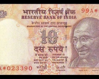 India 10 Rupees 2006 Star Replacement Bank Note Serial Number 99A*023390 UNC