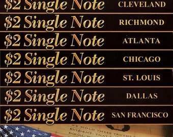 2009 USA Dollar 2 Single Federal Reserve Note Set OF 10 districts with BEP commemorative informational 2009 folder