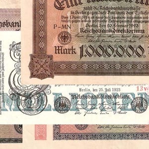 Germany Collection of 5 Different Large Mark Banknotes Vintage set 1922-1923 RARE Collectible Large Notes