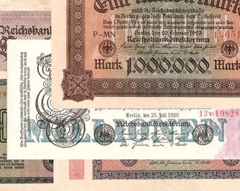 Rare 1922-1923 German Mark Banknotes: Vintage Collectible Set