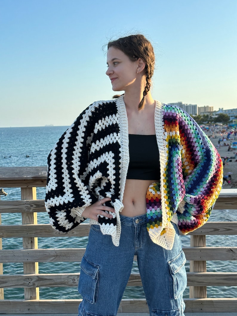 Crochet pattern, Crochet Butterfly granny square cardigan, flower crocheted coat, women's sweater, sweater by Tania Skalozub image 6