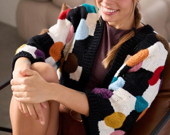 Crochet Confetti Geometry Jacket  PDF Pattern (instant download), granny square cardigan, women's Jacket, knit sweater