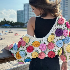 Crochet pattern, Crochet ROSE Garden Jacket PDF Pattern instant download, granny square cardigan, women's sweater, harry styles cardigan image 7