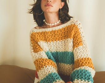 Crochet Coral Coast Cascade Sweater PDF Pattern (instant download)