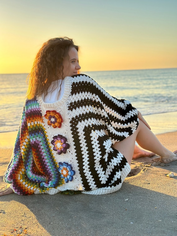 Crochet Pattern, Crochet Butterfly Granny Square Cardigan