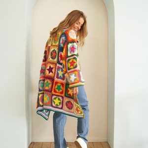 Crochet pattern, Crochet Star granny square cardigan, crochet PDF pattern, women&#39;s sweater, harry styles cardigan, quilted patchwork sweater