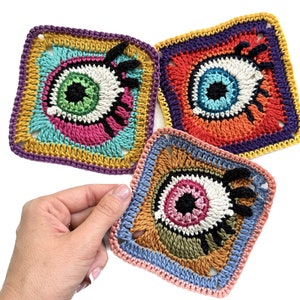 Crochet pattern, Granny Eye Square Crochet PDF PATTERN with video tutorials