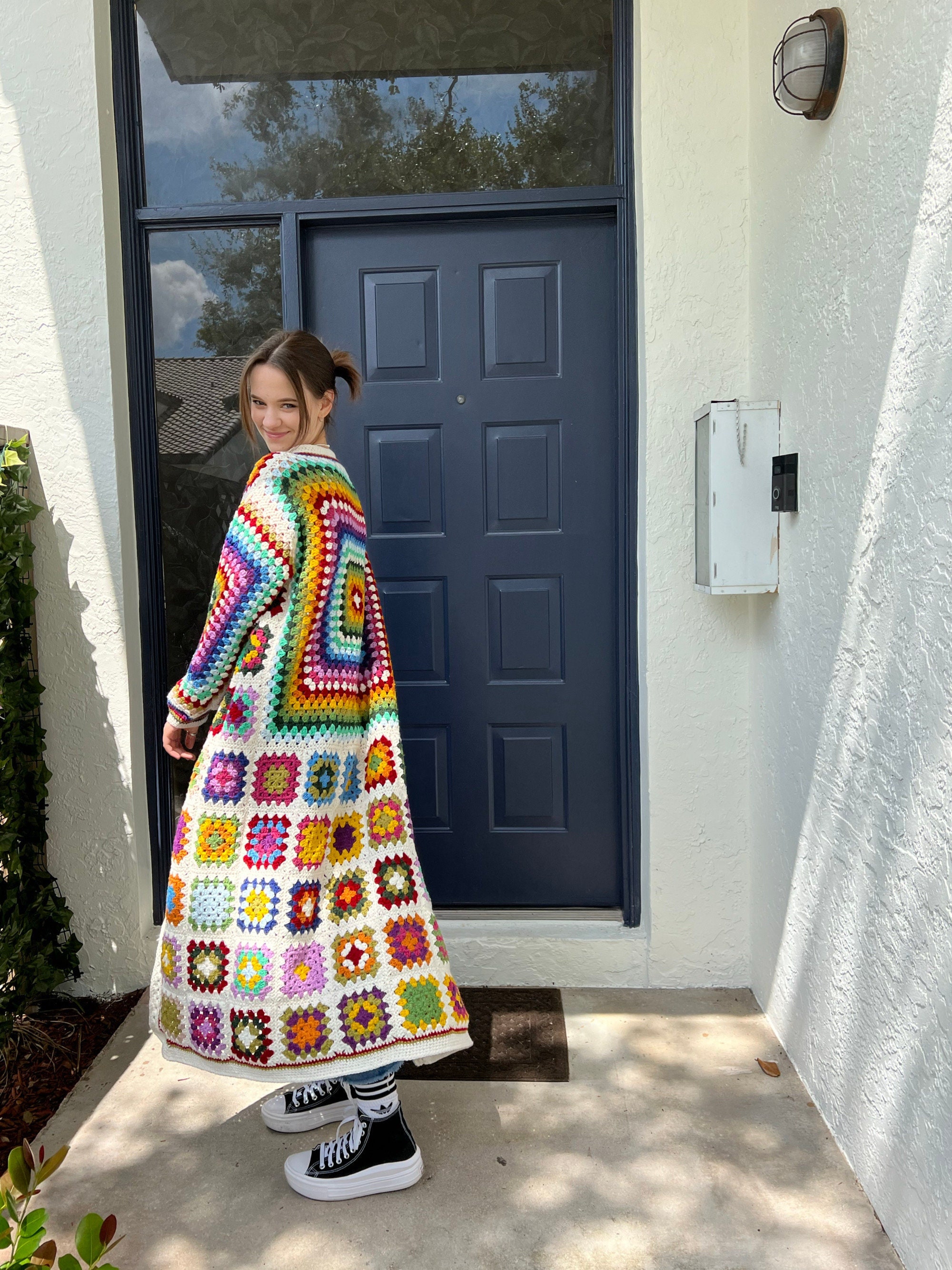 Granny Square Coat - Etsy Granny Square Coat - Etsy