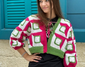 Crochet pattern, Geometry Jacket Amanda PDF Pattern (instant download), granny square cardigan, women's Jacket, knit sweater