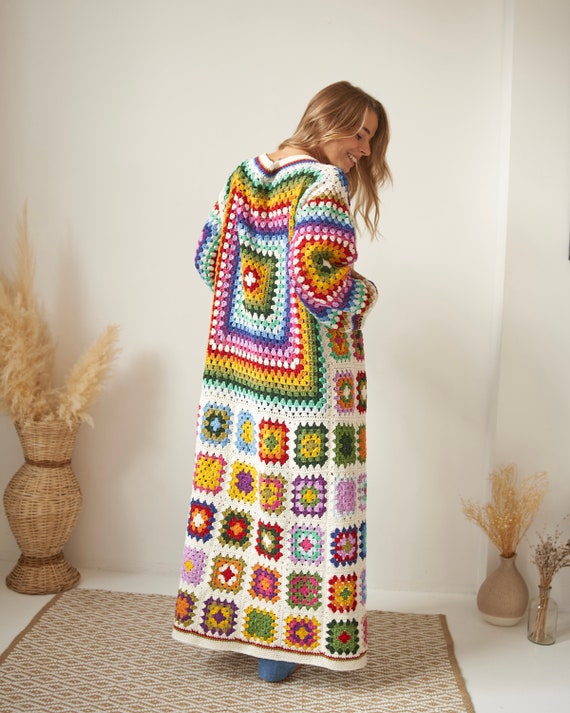 Crochet pattern, Crochet granny square cardigan, crocheted coat, crochet PDF pattern, women's sweater, harry styles cardigan