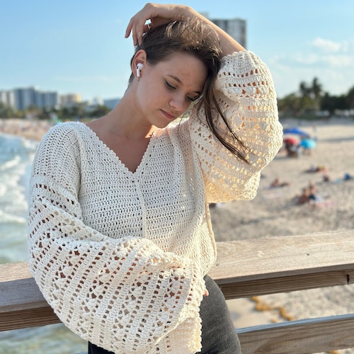 Crochet Pattern, Crochet White Lace Sweater PDF Pattern (instant