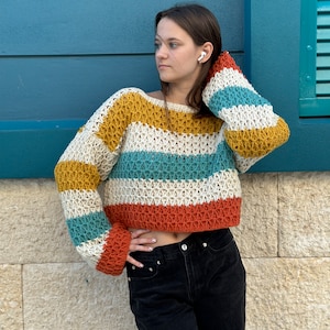 Crochet Coral Coast Cascade Sweater PDF Pattern (instant download)