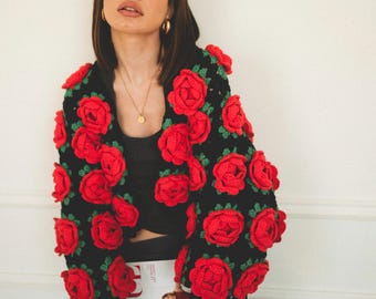 Crochet Pattern, Crochet ROSE Garden Jacket PDF Pattern (instant