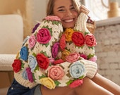 Treat ürself Rose flower motif cardigan Rose flower motif short sleeve cardigan | Treat