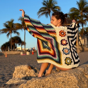 Crochet pattern, Crochet Butterfly granny square cardigan, flower crocheted coat, women's sweater, sweater by Tania Skalozub image 8