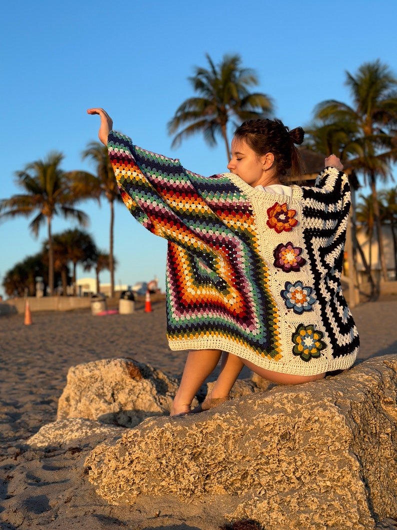 Crochet pattern, Crochet Butterfly granny square cardigan, flower crocheted coat, women's sweater, sweater by Tania Skalozub image 8