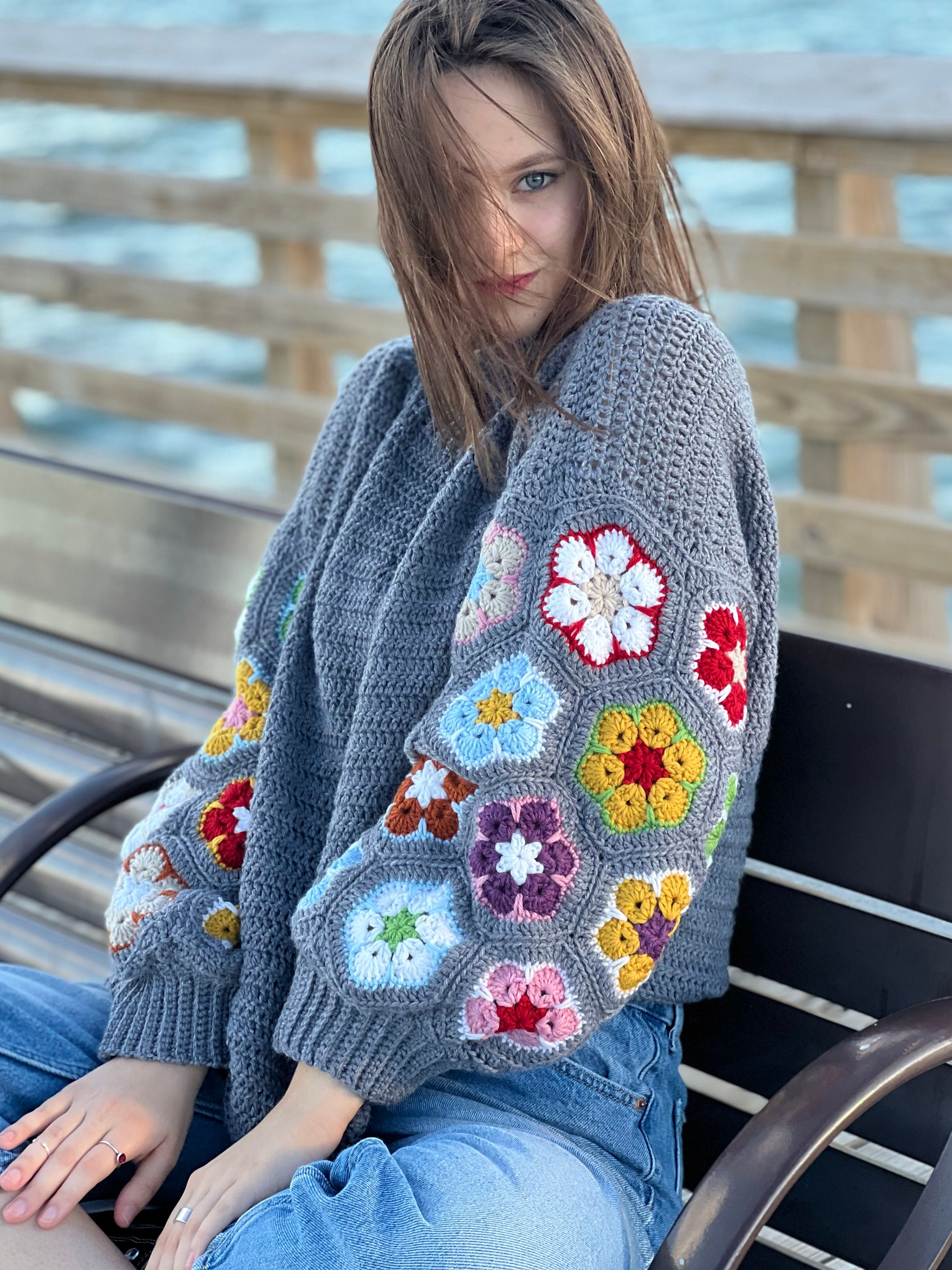 4 Crochet Patterns - Mosaic Cocoon Shrug, Granny Square Cardigan