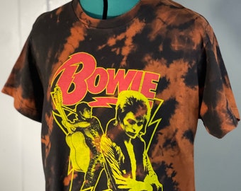 Bleach Dye Graphic T-Shirt | Medium Cropped | David Bowie