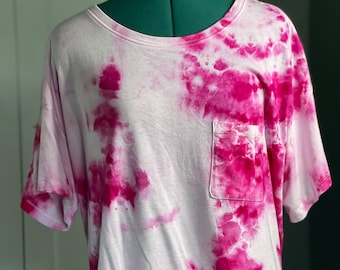 Ice Dye T-Shirt XLarge Pink/White