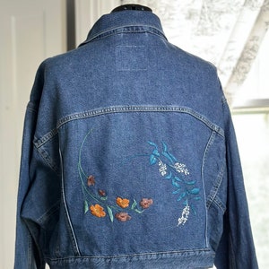 Hand Embroidered Denim Jacket Floral | Levi’s X-Large | Jean Jacket