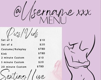 100% Editable Tip Menu Template for Onlyfans Fansly and All - Etsy