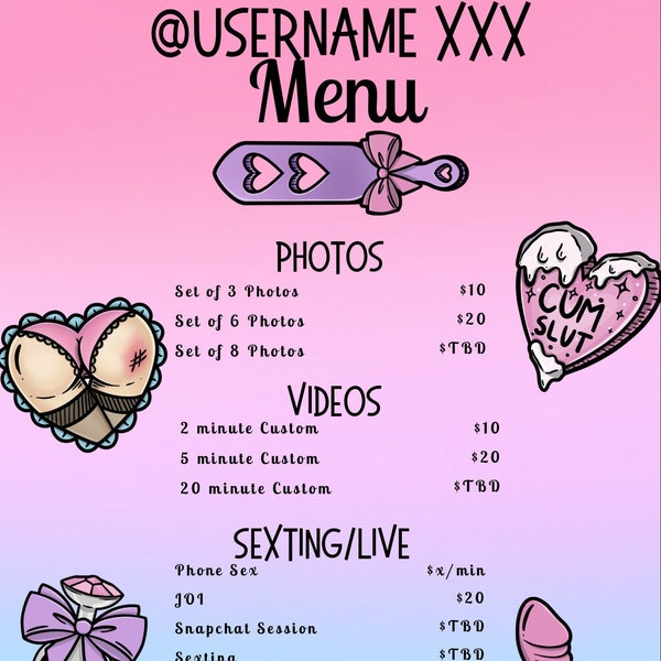 Nsfw Menu Etsy