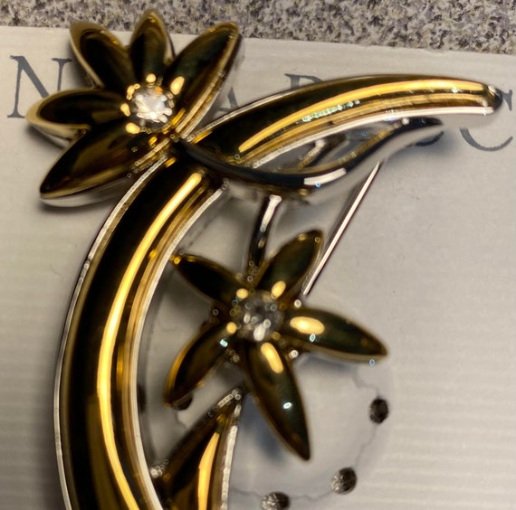 Nina Ricci Triple Gold Plated Weave Clear Chaton Rhinestone