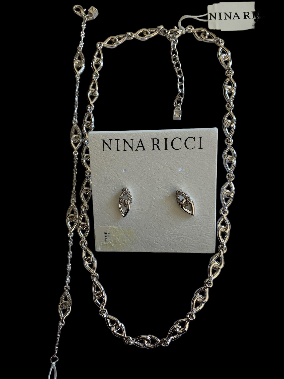 Crystal Ricci Nina Ricci Rhodium Swarovski Crystal Necklace Bracelet Earring Set - Etsy