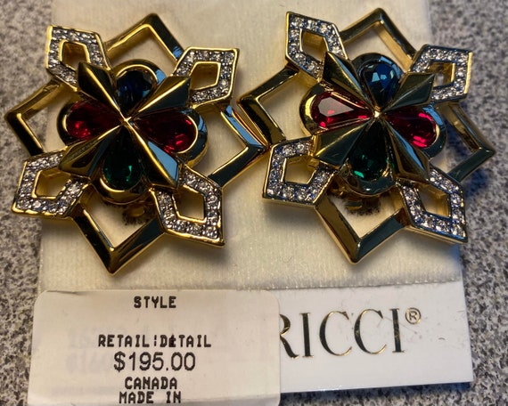 Nina Ricci Clip Large Star shape earrings. Triple… - image 1