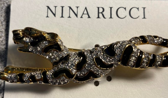 Nina Ricci Signed Leopard brooch. Triple 22kt gol… - image 1