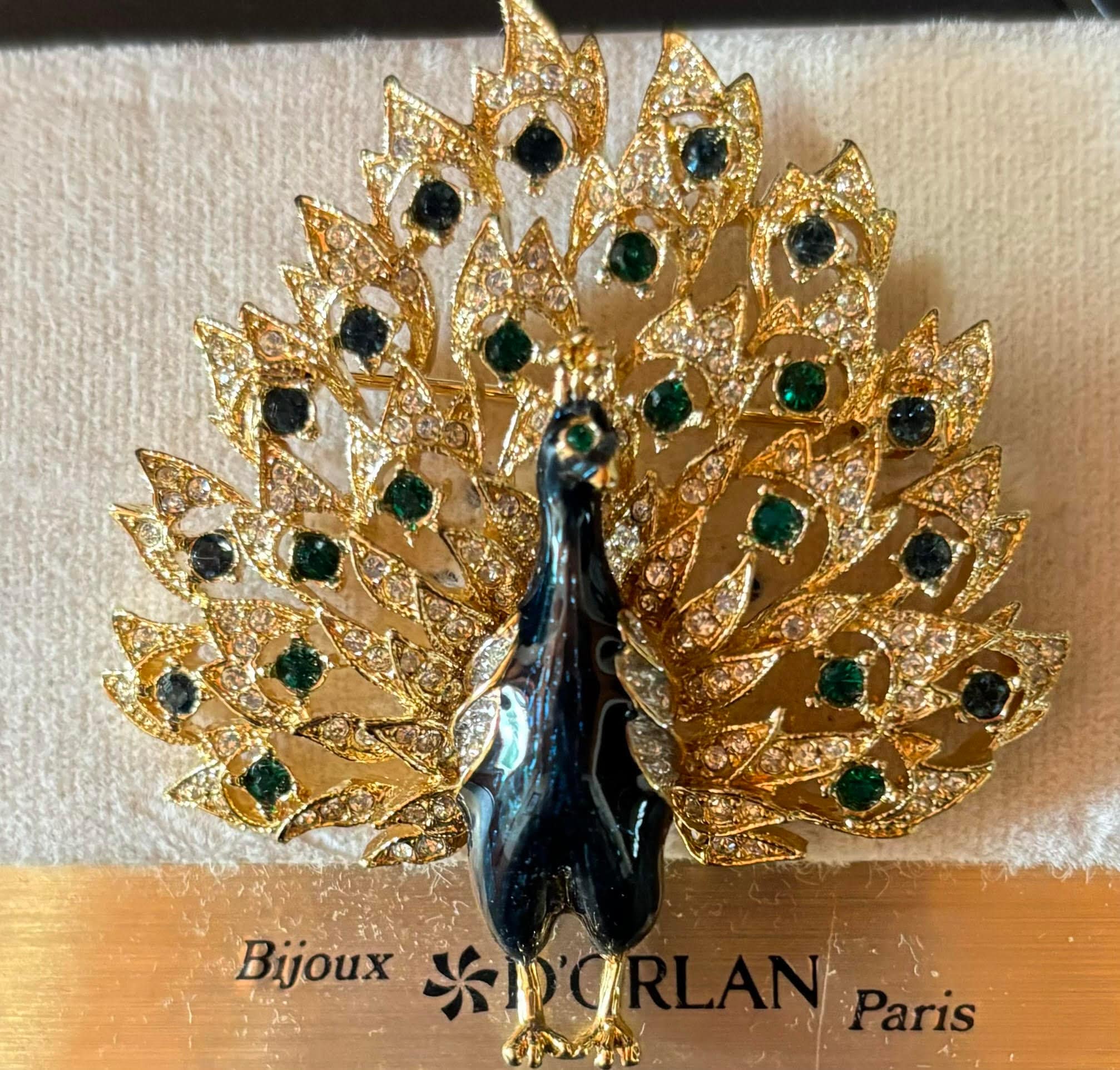 D'ORLAN エナメルペイント 鳥バード ブローチ ラインストーン