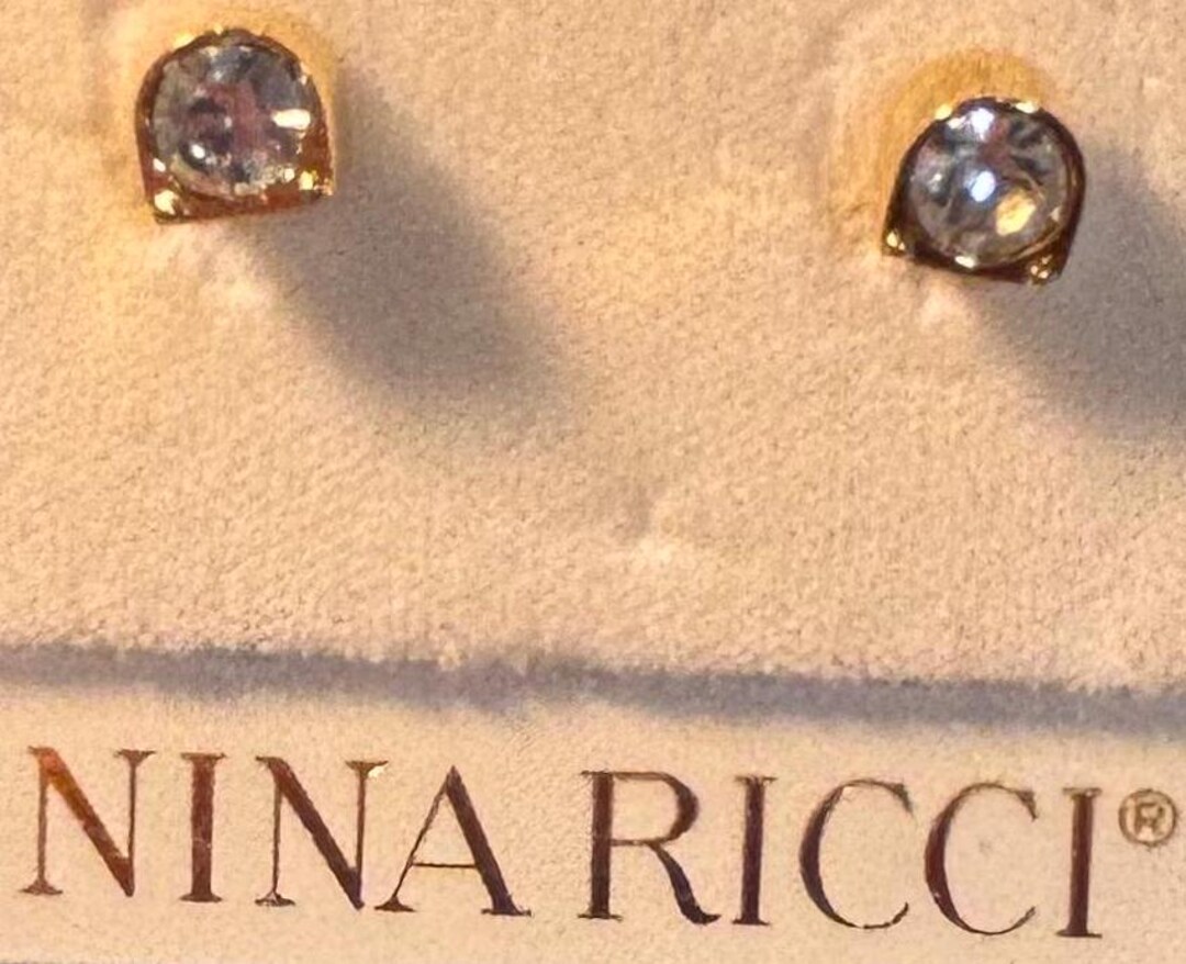 Crystal Ricci Nina Ricci Vintage Swarovski Crystal Stud Earrings, 22kt Gold Plated - Etsy