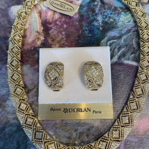 D'orlan Necklace and Pierced Earrings. Triple 22kt Gold Pl D'orlan Necklace and Pierced Earrings. Triple 22kt Gold Pl