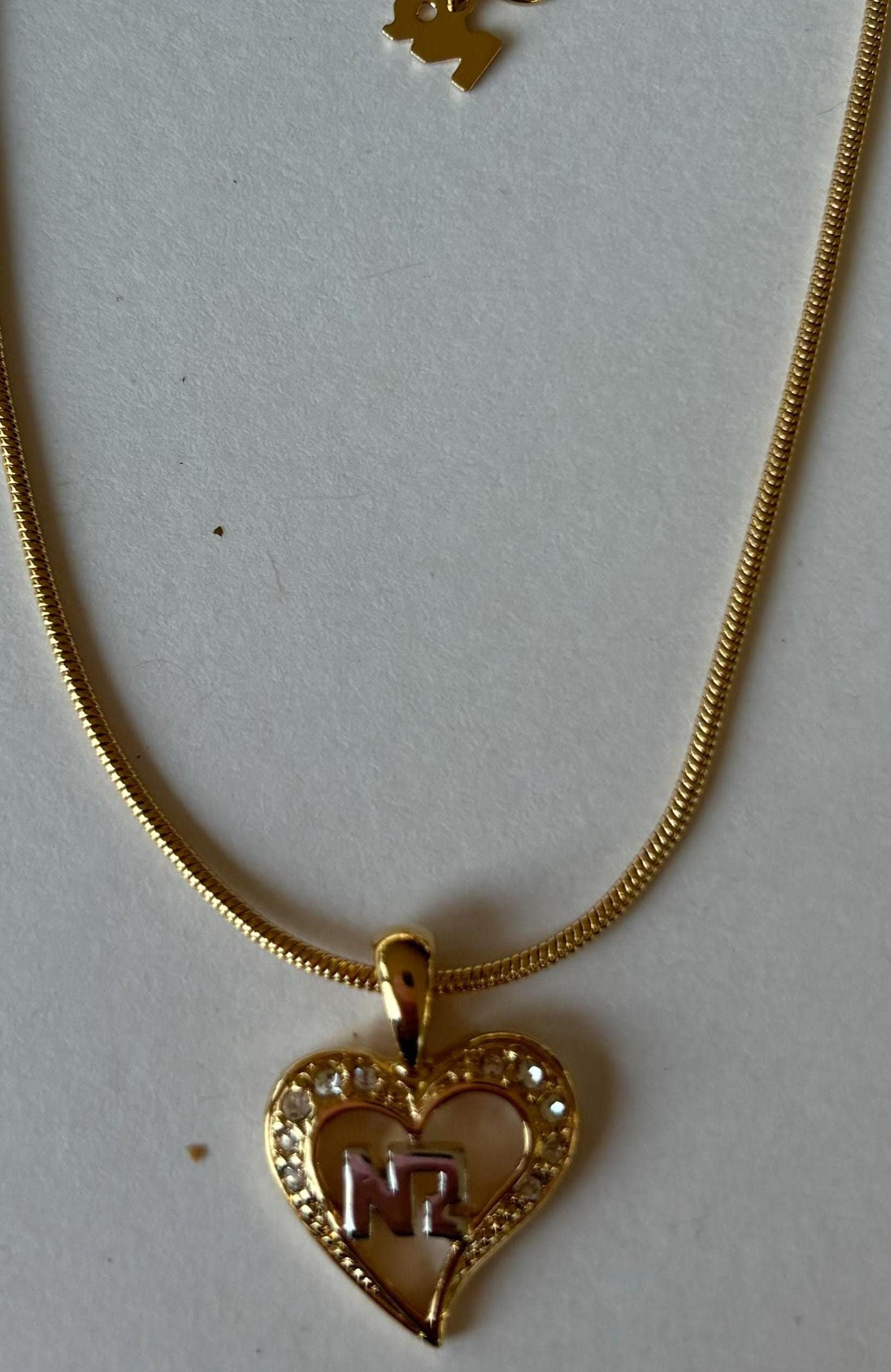 Vintage Nina Ricci Heart Pendant Necklace, 22kt Gold Plated