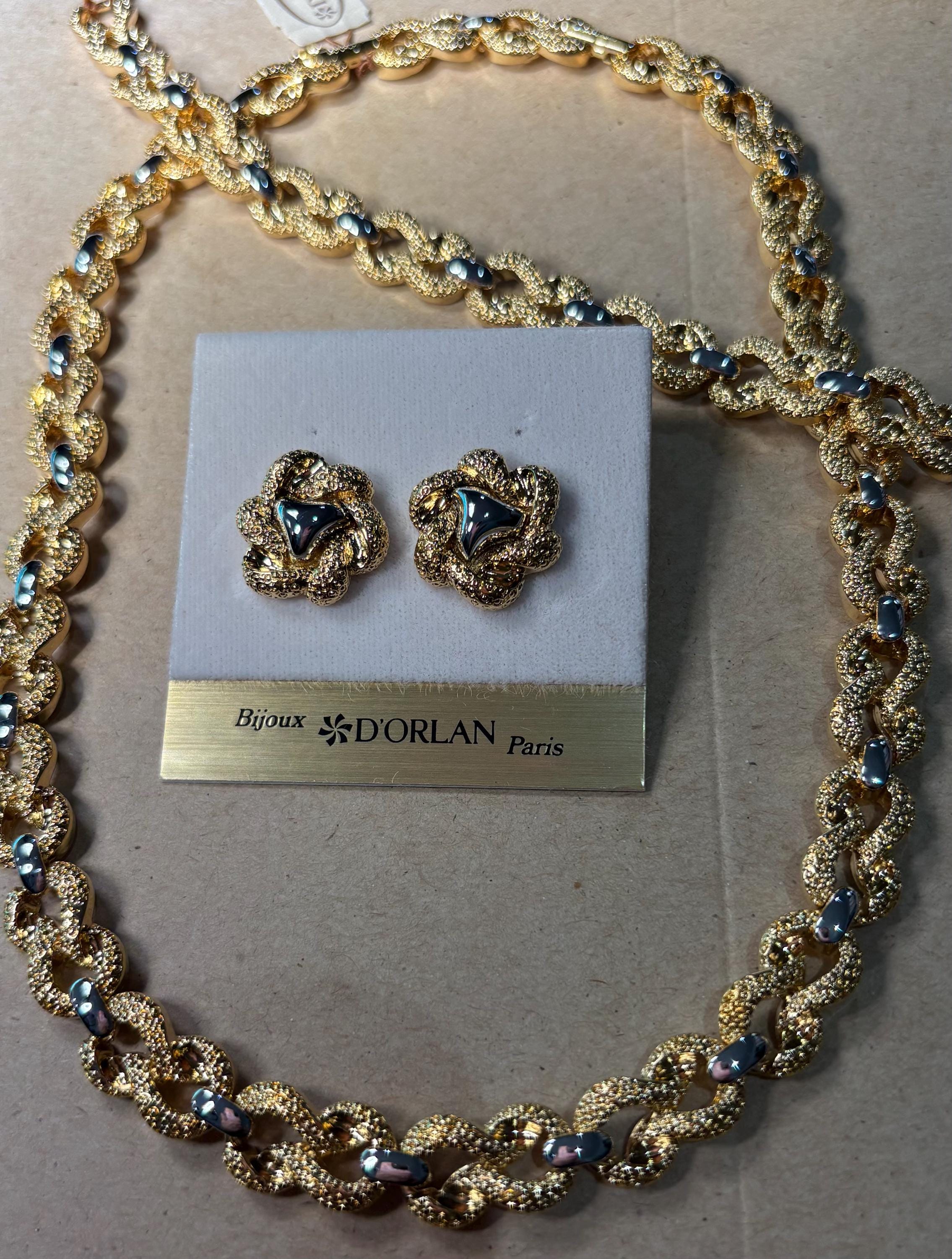 D’ORLAN ドーラン ネックレス❣️イヤリング❣️ブレスレット❣️4点セット ヴィンテージ D'Orlan 22Kゴールドメッキネックレス＆イヤリングセット