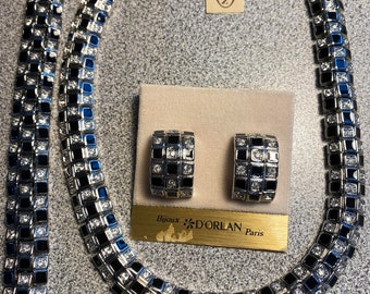 D'orlan Signed Necklace, Bracelet, Pierced Earrings. Triple D'orlan Signed Necklace, Bracelet, Pierced Earrings. Triple