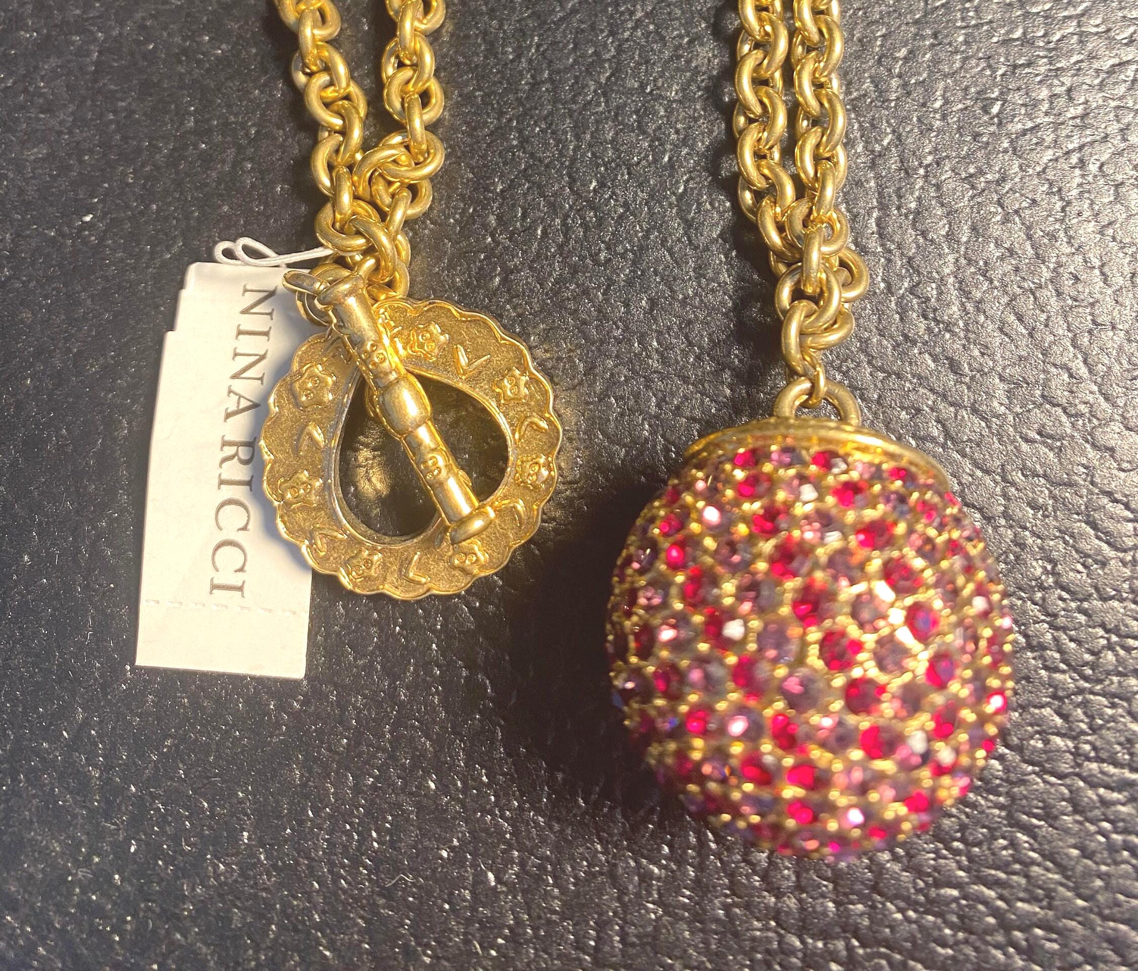 Crystal Ricci Nina Ricci Swarovski Crystal Pendant, 22kt Gold Plated Ball, 34 Inch ...