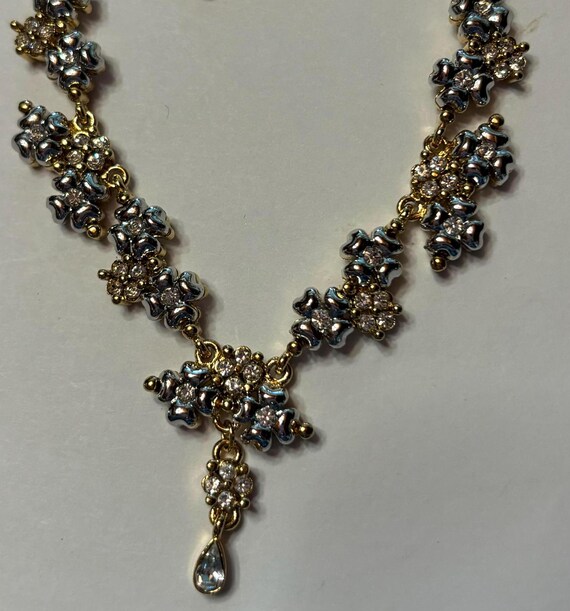 Nina Ricci Necklace, Handset Swarovski Crystals, Triple 22kt Gold 