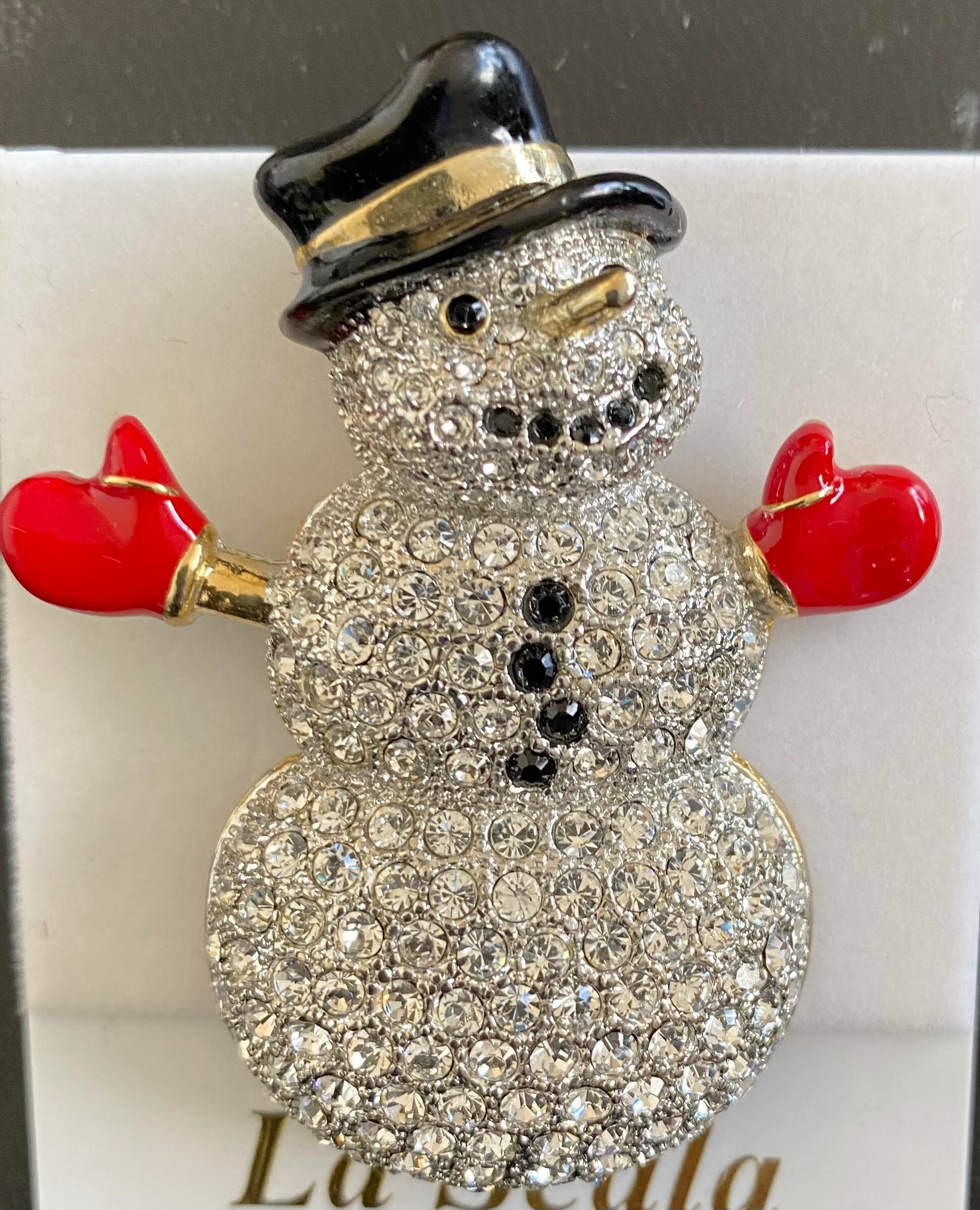 swarovski snowman brooch