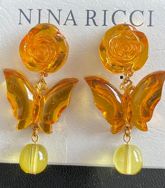 Nina Ricci Drop Pierced Floral Earrings   Dark w … - image 1