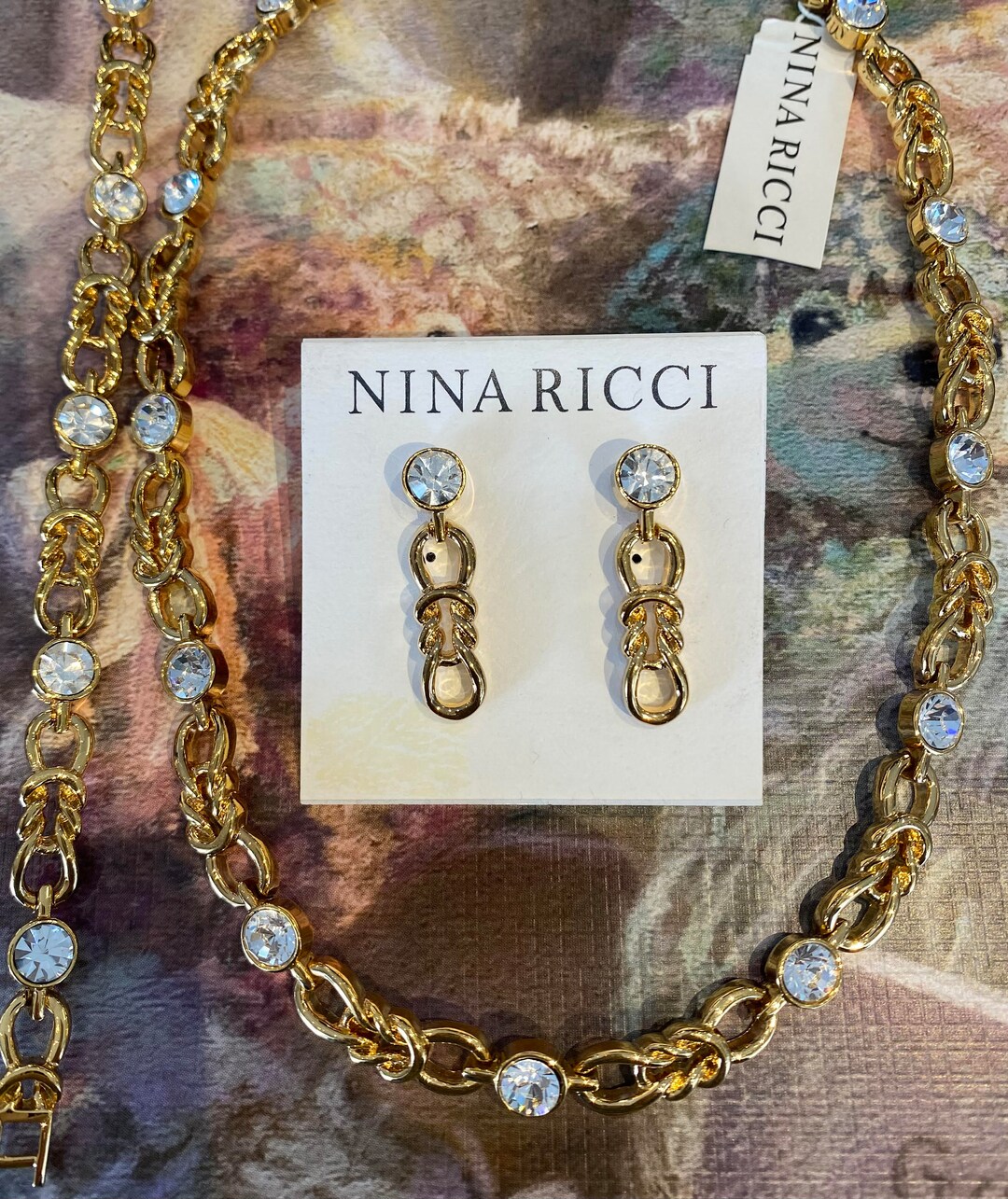 Crystal Ricci Nina Ricci 22kt Gold Swarovski Crystal Jewelry Set, Signed - Etsy