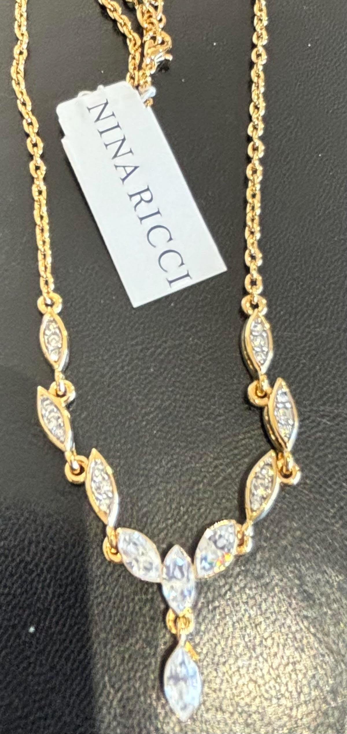 NINA RICCI ネックレス　#4469 Nina Ricci Necklace, Triple 22kt Gold Plated, Handset Swarovski
