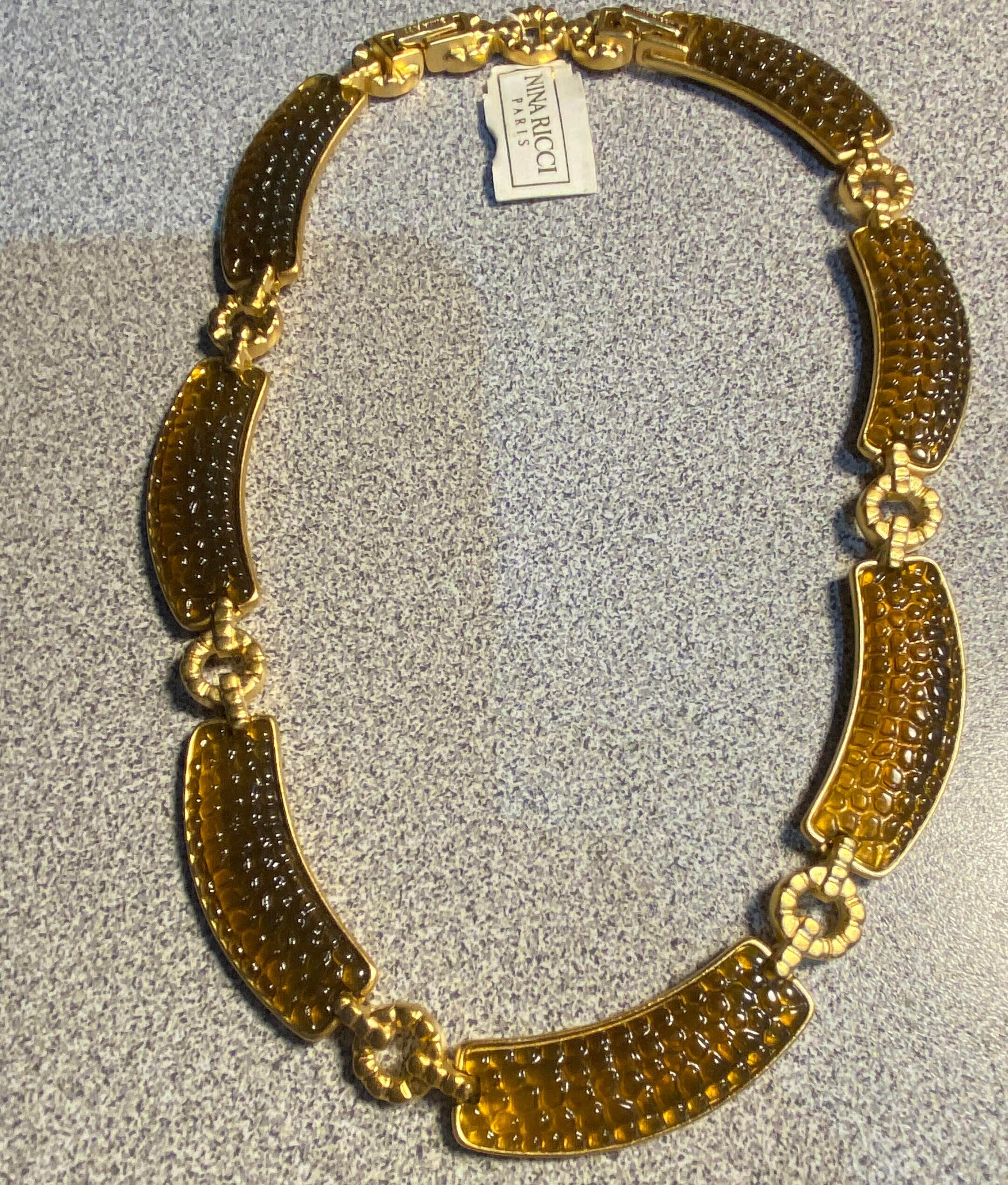 Vintage Nina Ricci Necklace, 22kt Gold Plated Brown Resin, 18in - Etsy