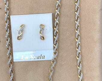Nina Ricci Swarovski Crystal Necklace, Bracelet, Earrings, 22kt Gold Plated