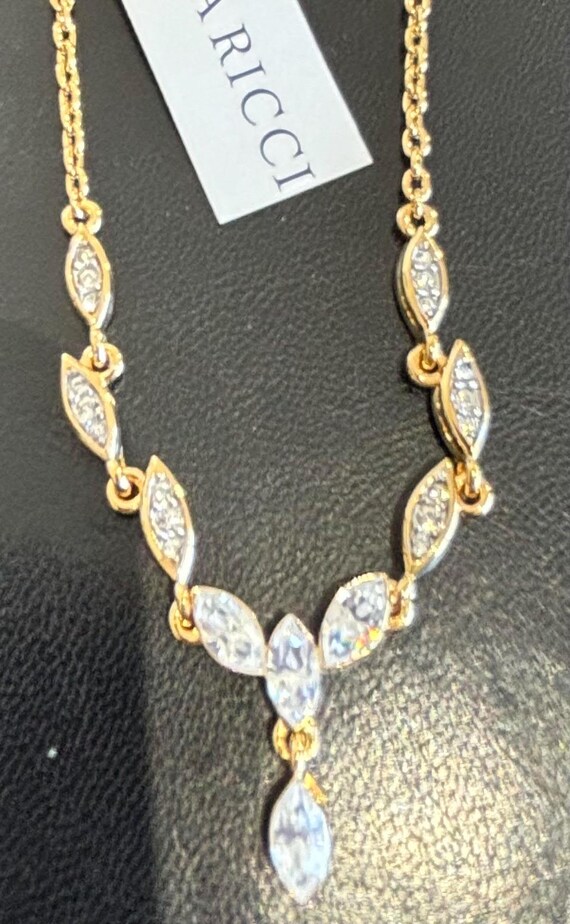 Nina Ricci Necklace, Triple 22kt Gold Plated, Handset Swarovski