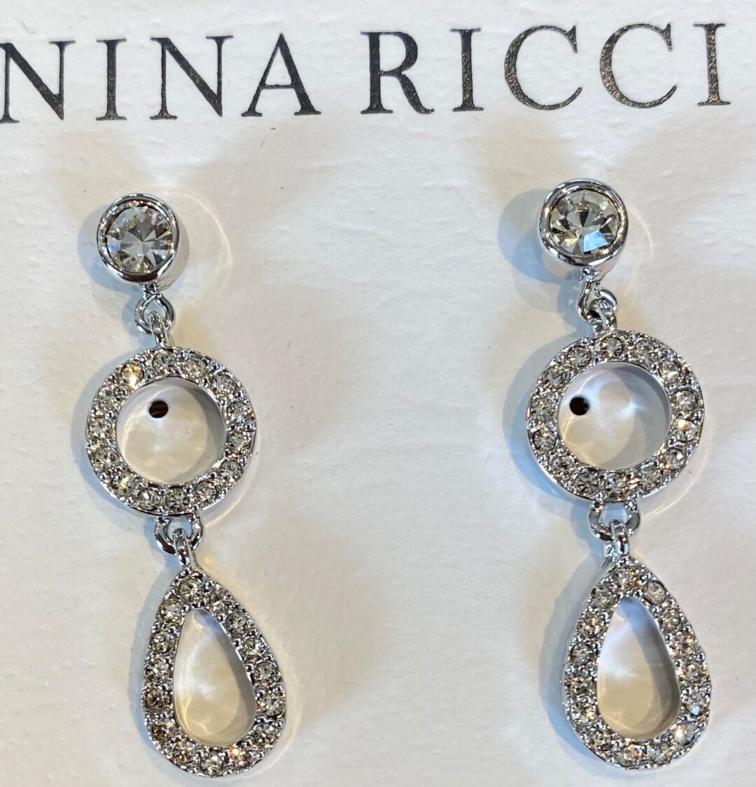 Crystal Ricci Nina Ricci Swarovski Crystal Drop Earrings, Rhodium Plated, Vintage ...