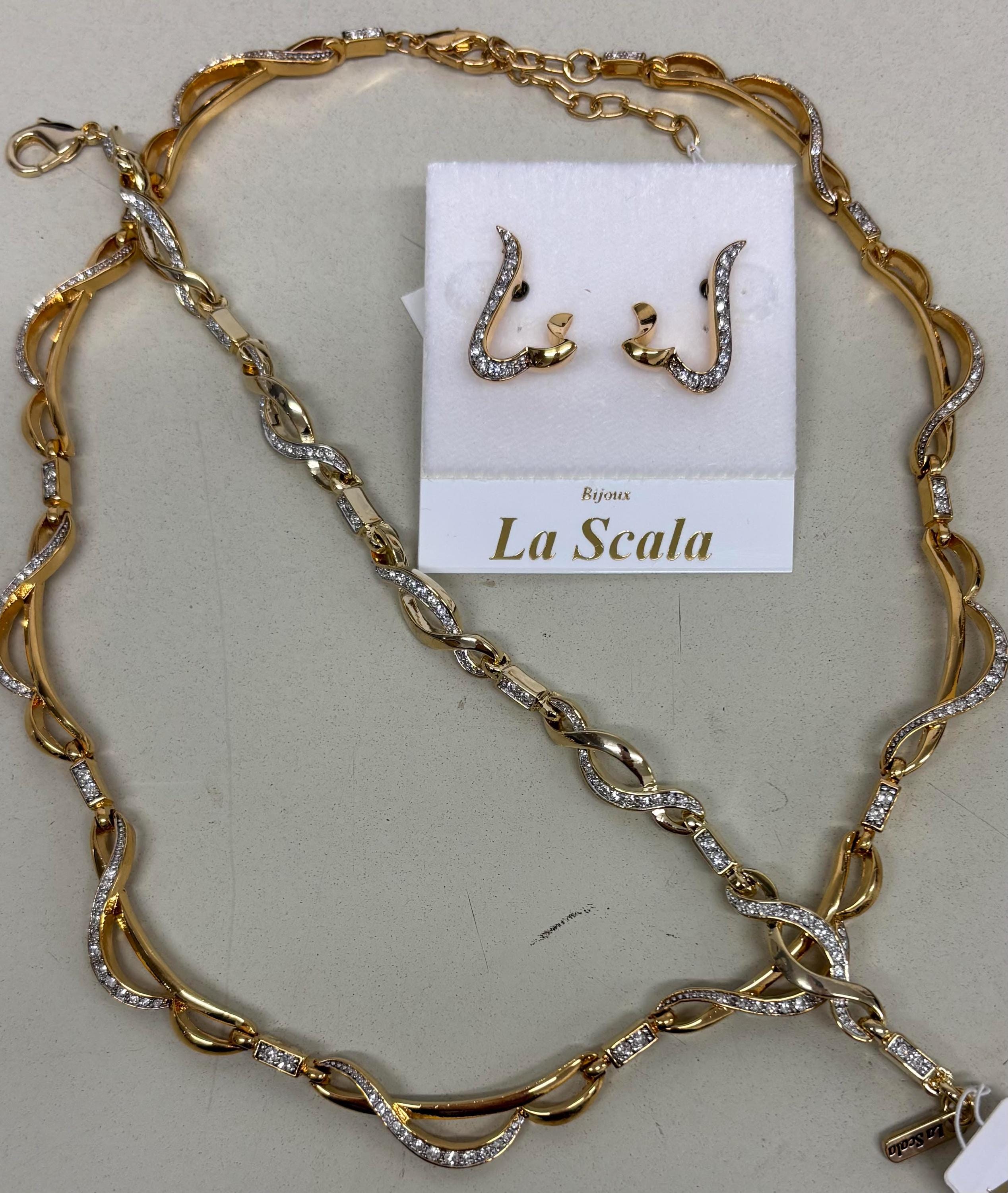 Ohrclips Scala Schmuck Shop La Scala Schmuck Set, Halskette, Armband,  3-fach 22kt