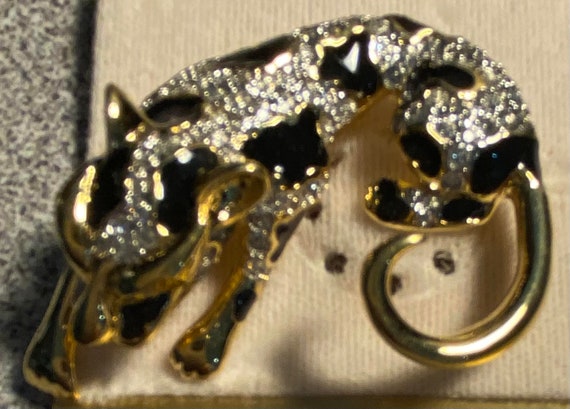 D'Orlan Signed Leopard Brooch.  Triple 22kt gold … - image 1