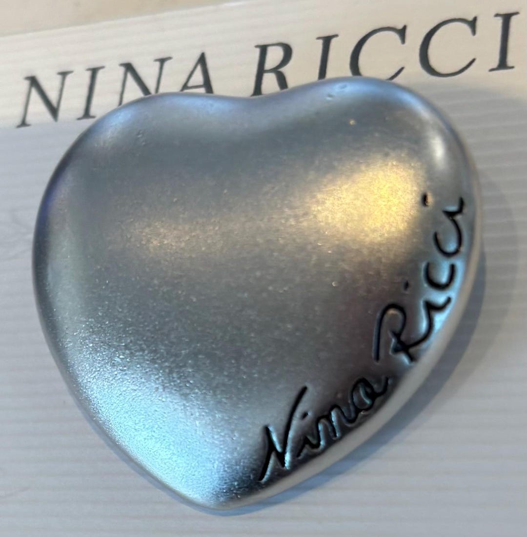 Nina Ricci LOGO Heart Brooch, Rhodium Plated, Matte Finish, Signed - Etsy