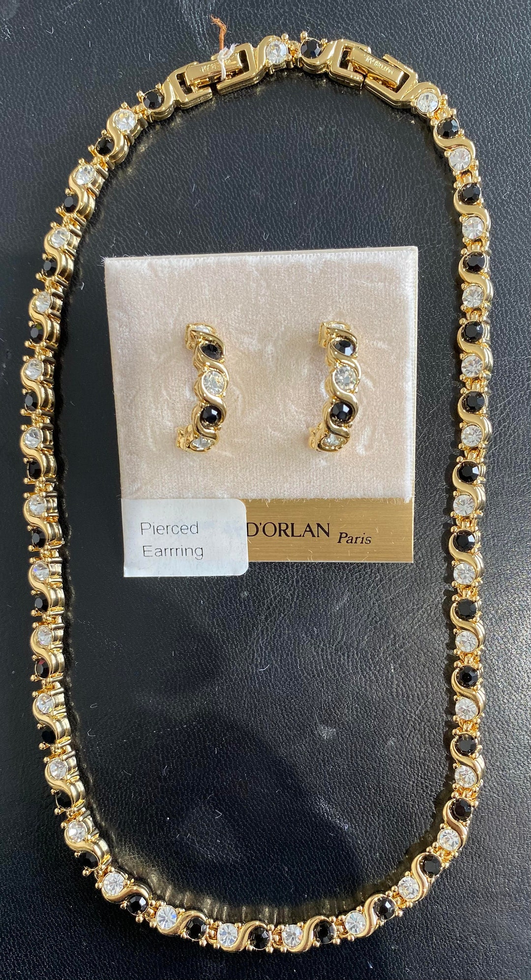 D'orlan Necklace and Pierced Earrings. Triple 22kt Gold Pl D'orlan Necklace and Pierced Earrings. Triple 22kt Gold Pl